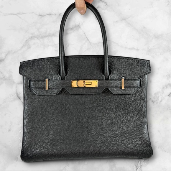 Hermes Birkin 30 Bag Black Togo with Rose Gold Hardware B30 Handbag Authentic - Picture 2 of 16